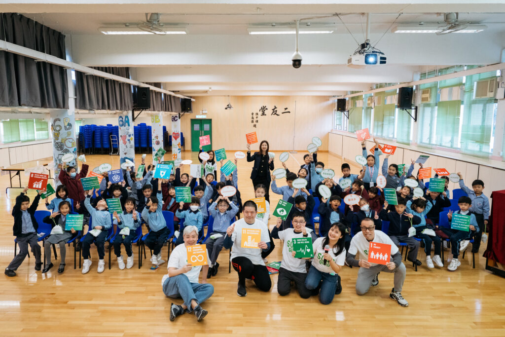 Group portraits of Toi Shan Association Primary School with Clean the World Asia • Green hygiene education events with Hong Kong charity